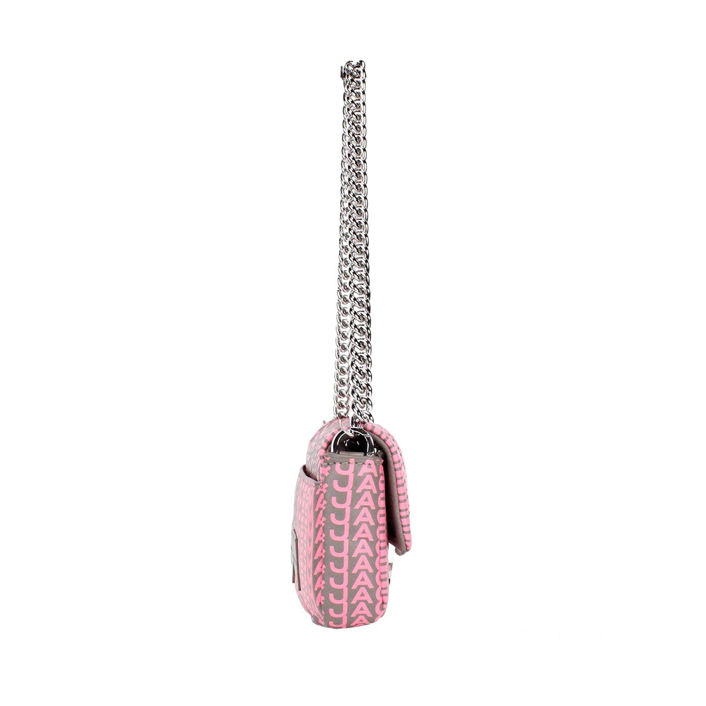 Marc Jacobs Neon Pink The Monogram Leather J Mini Shoulder Bag Crossbody Silver