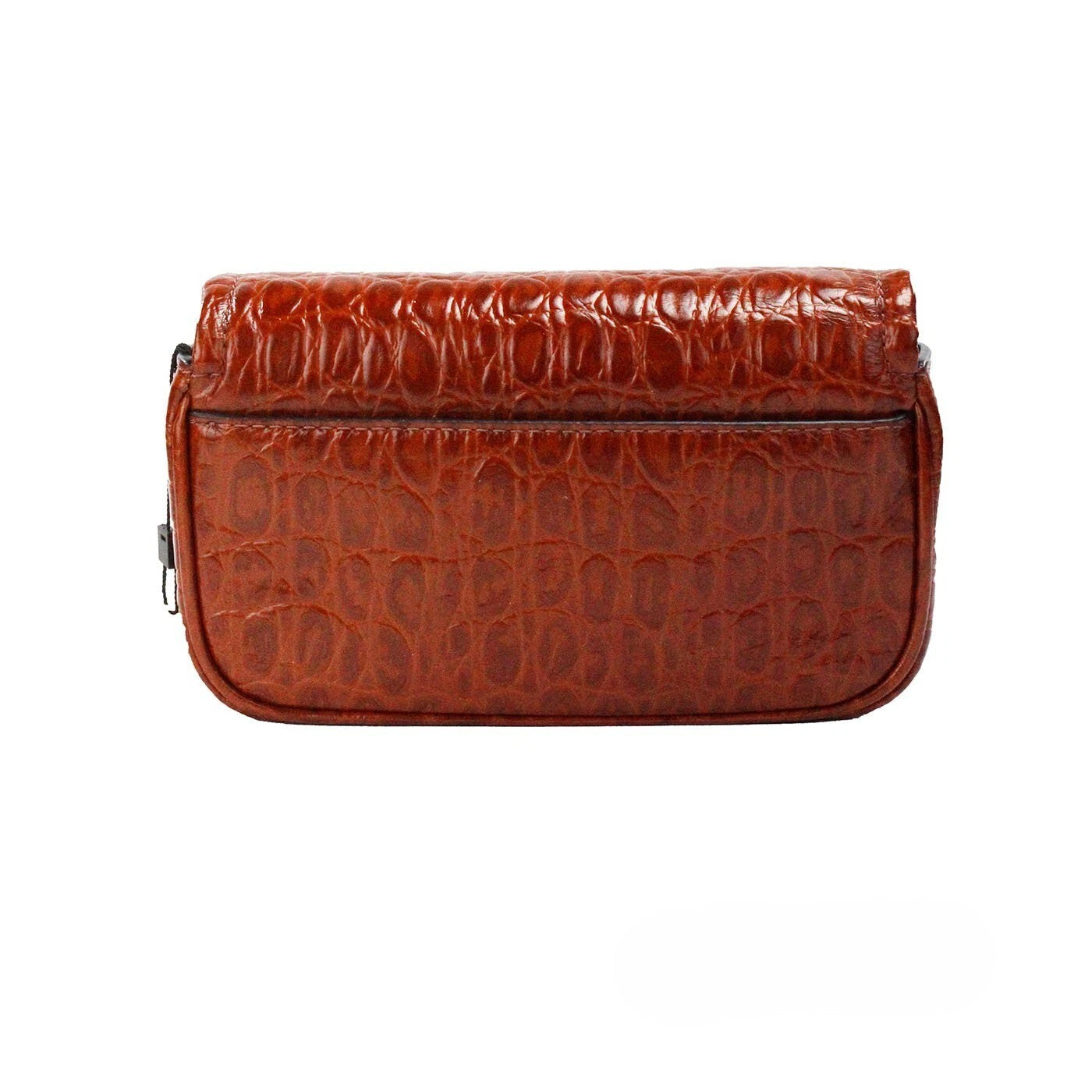 Marc Jacobs The Mini Shoulder Bag Spice Brown Embossed Leather Crossbody Silver