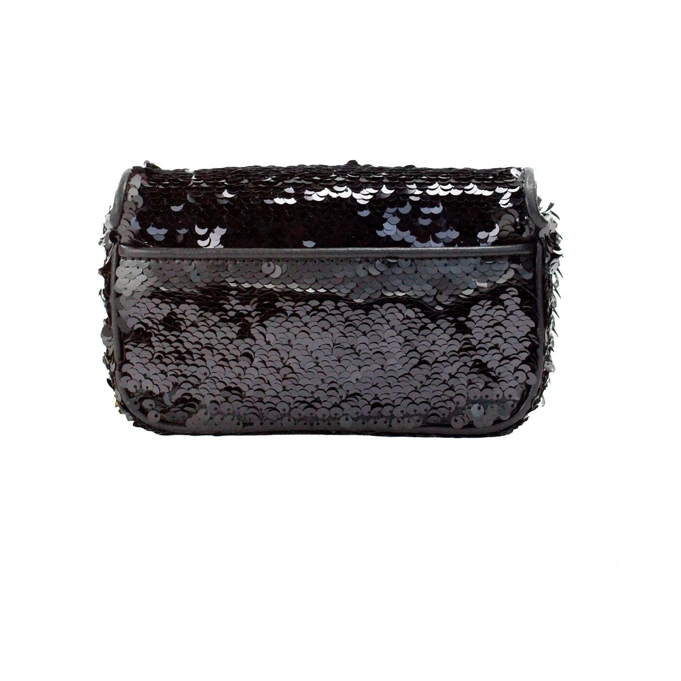 Marc Jacobs The Mini J Shoulder Bag Black Sequined Crossbody Silver Leather