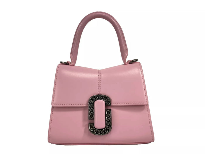 Marc Jacobs The St Mini Top Handle Satchel Crossbody Bag Silver Leather