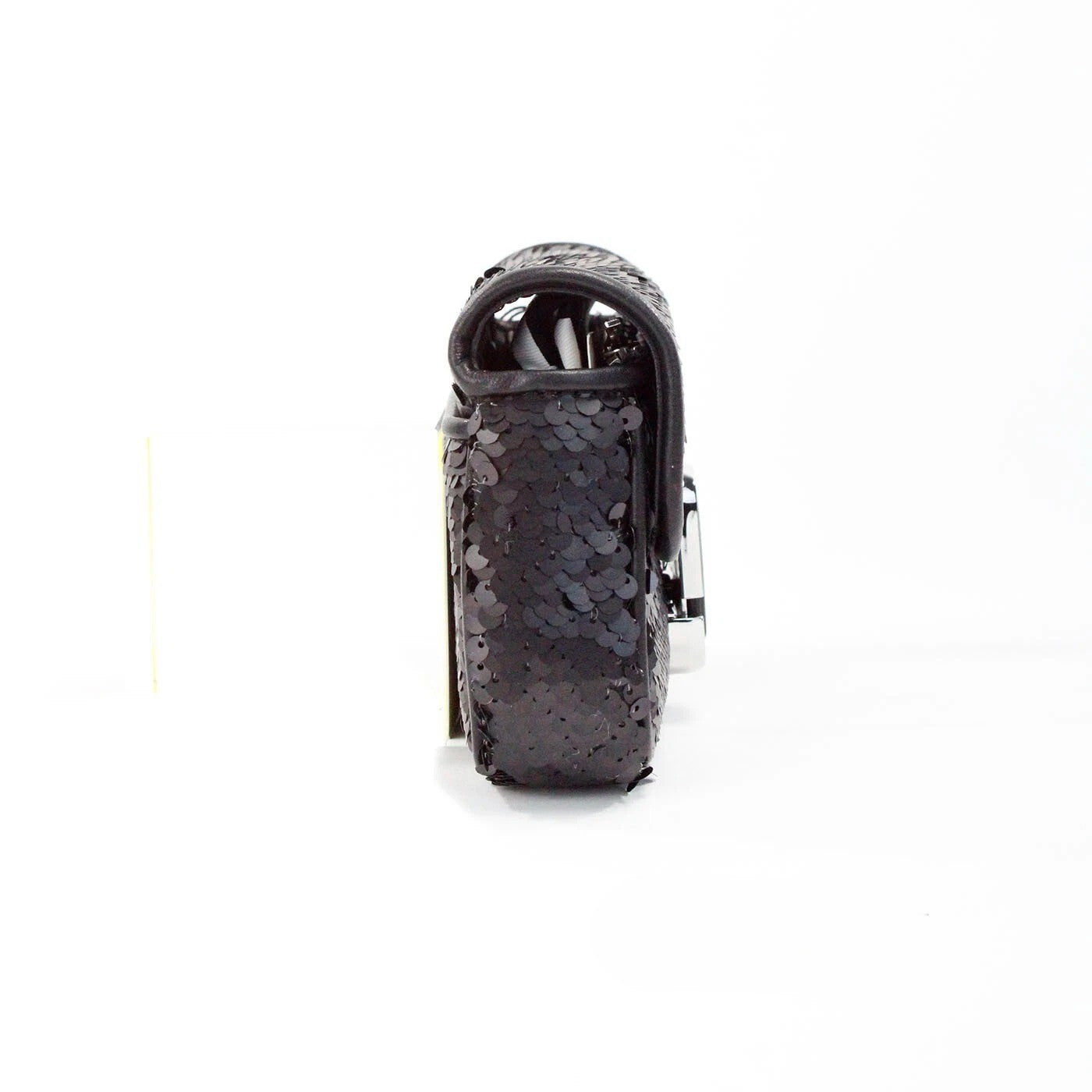 Marc Jacobs The Mini J Shoulder Bag Black Sequined Crossbody Silver Leather