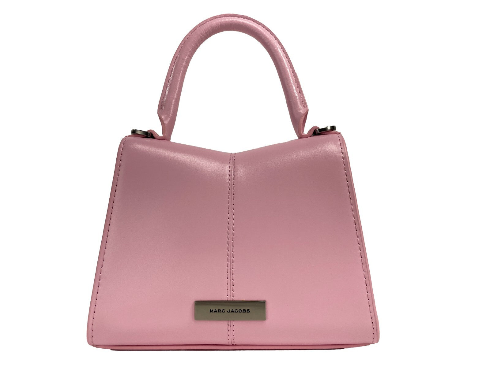 Marc Jacobs The St Mini Top Handle Satchel Crossbody Bag Silver Leather