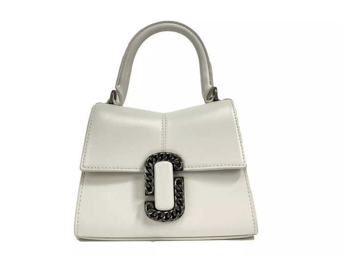 Marc Jacobs The St Mini Top Handle Satchel Crossbody Bag Silver Leather