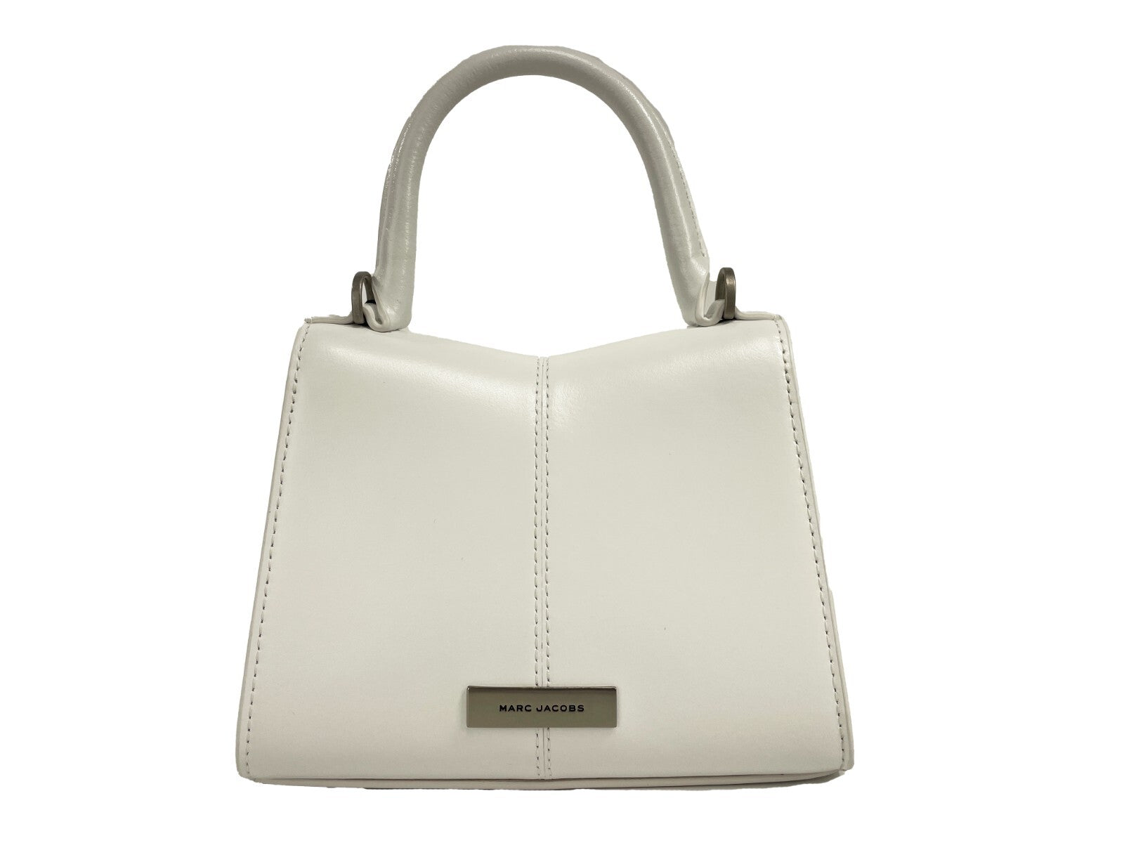 Marc Jacobs The St Mini Top Handle Satchel Crossbody Bag Silver Leather