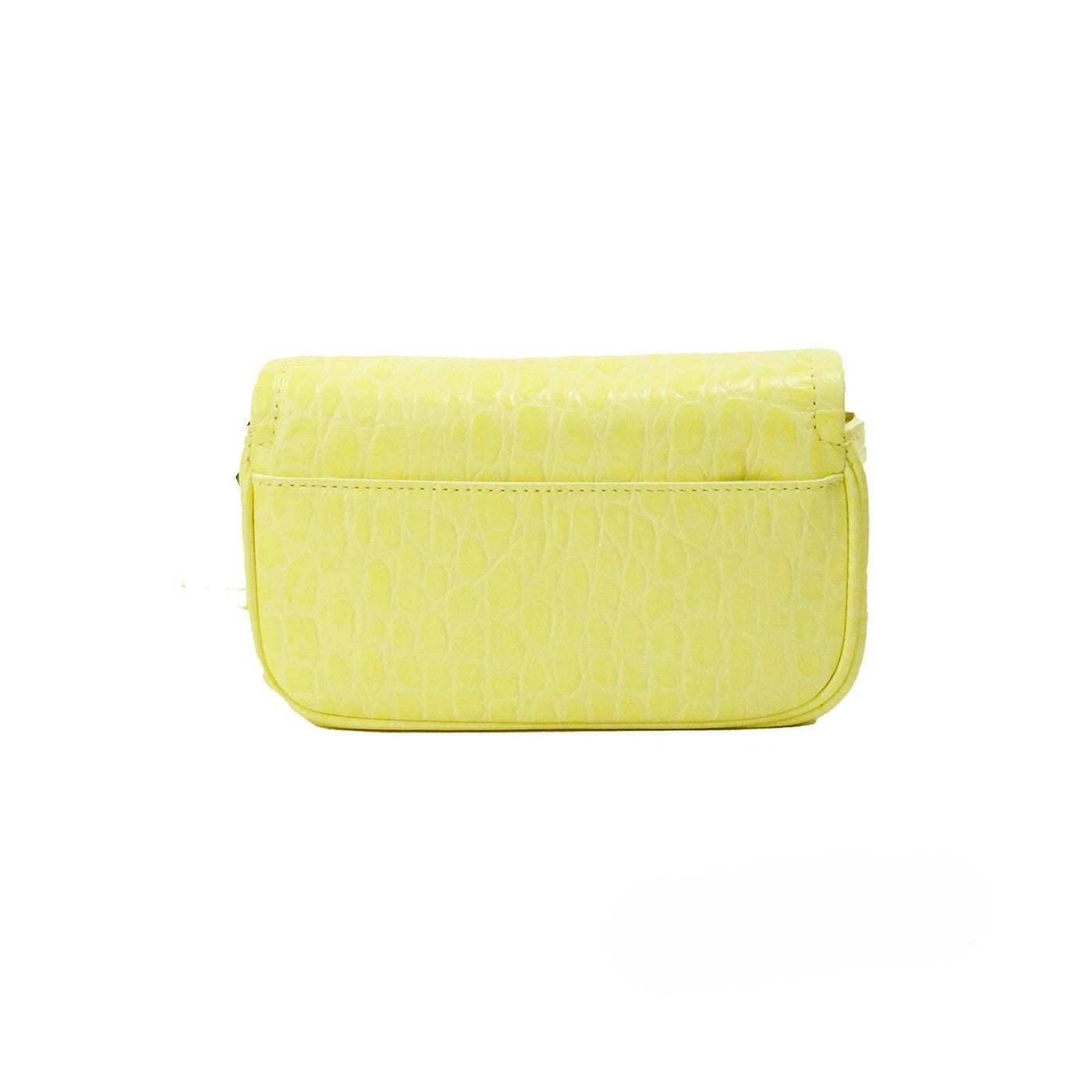 Marc Jacobs The Mini Shoulder Bag Yellow Embossed Leather Crossbody Silver