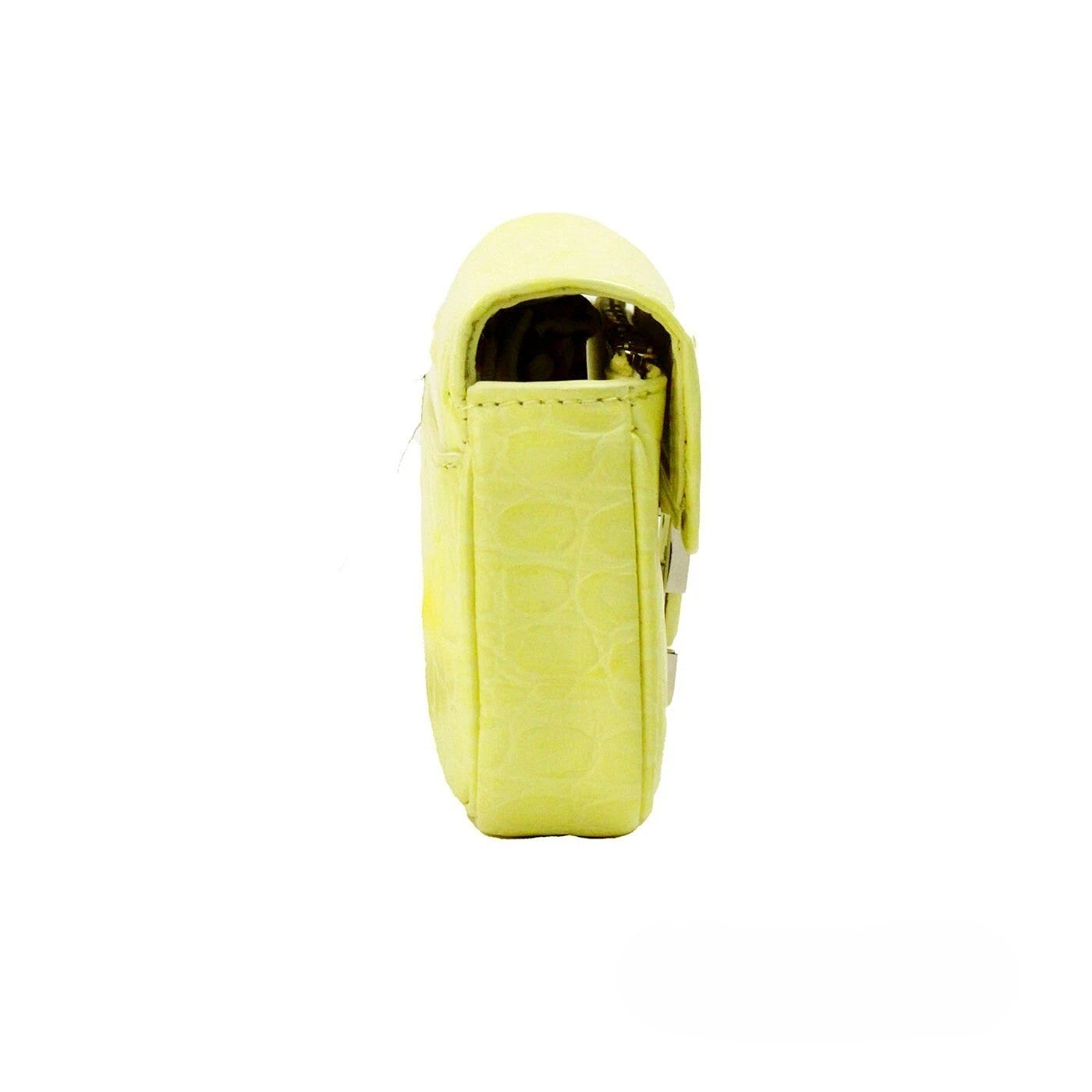 Marc Jacobs The Mini Shoulder Bag Yellow Embossed Leather Crossbody Silver