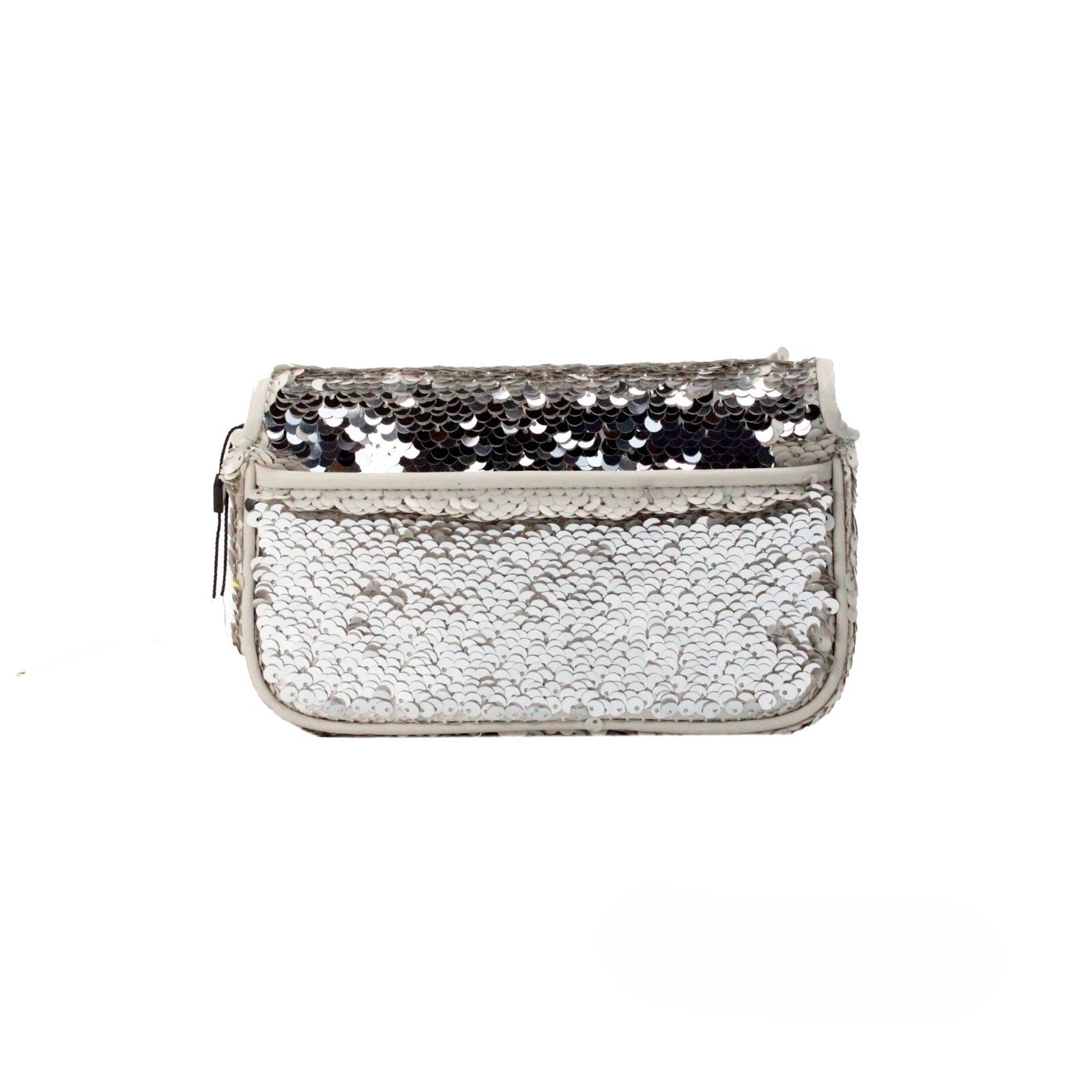 Marc Jacobs The Mini J Shoulder Bag Cream Sequined Crossbody Silver Leather