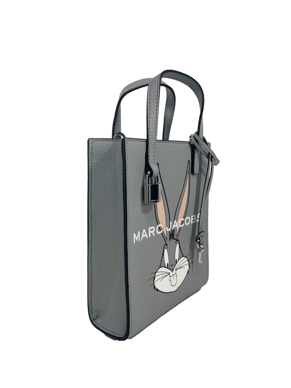 Marc Jacobs X Looney Tunes Bugs Bunny Mini Grind Pebbled Leather Crossbody Bag Silver