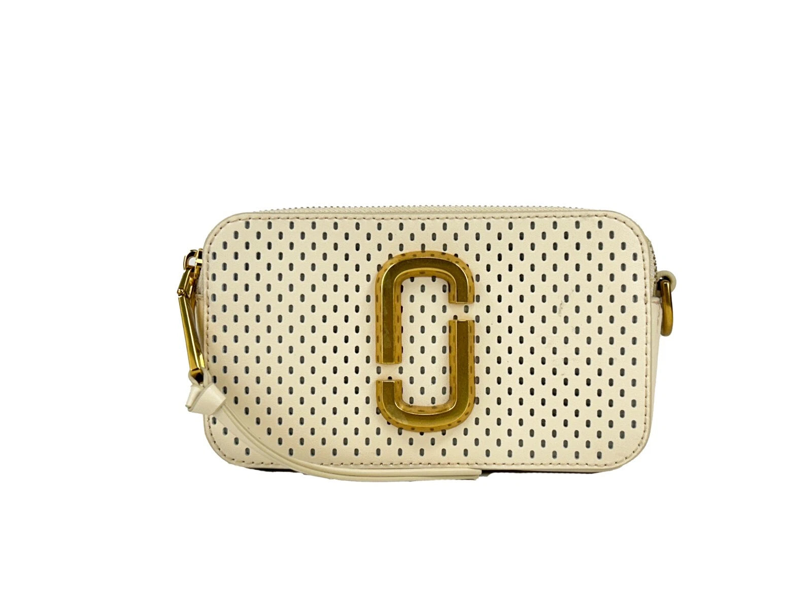 Marc Jacobs The Snapshot Perforated Crossbody Bag Gold Leather