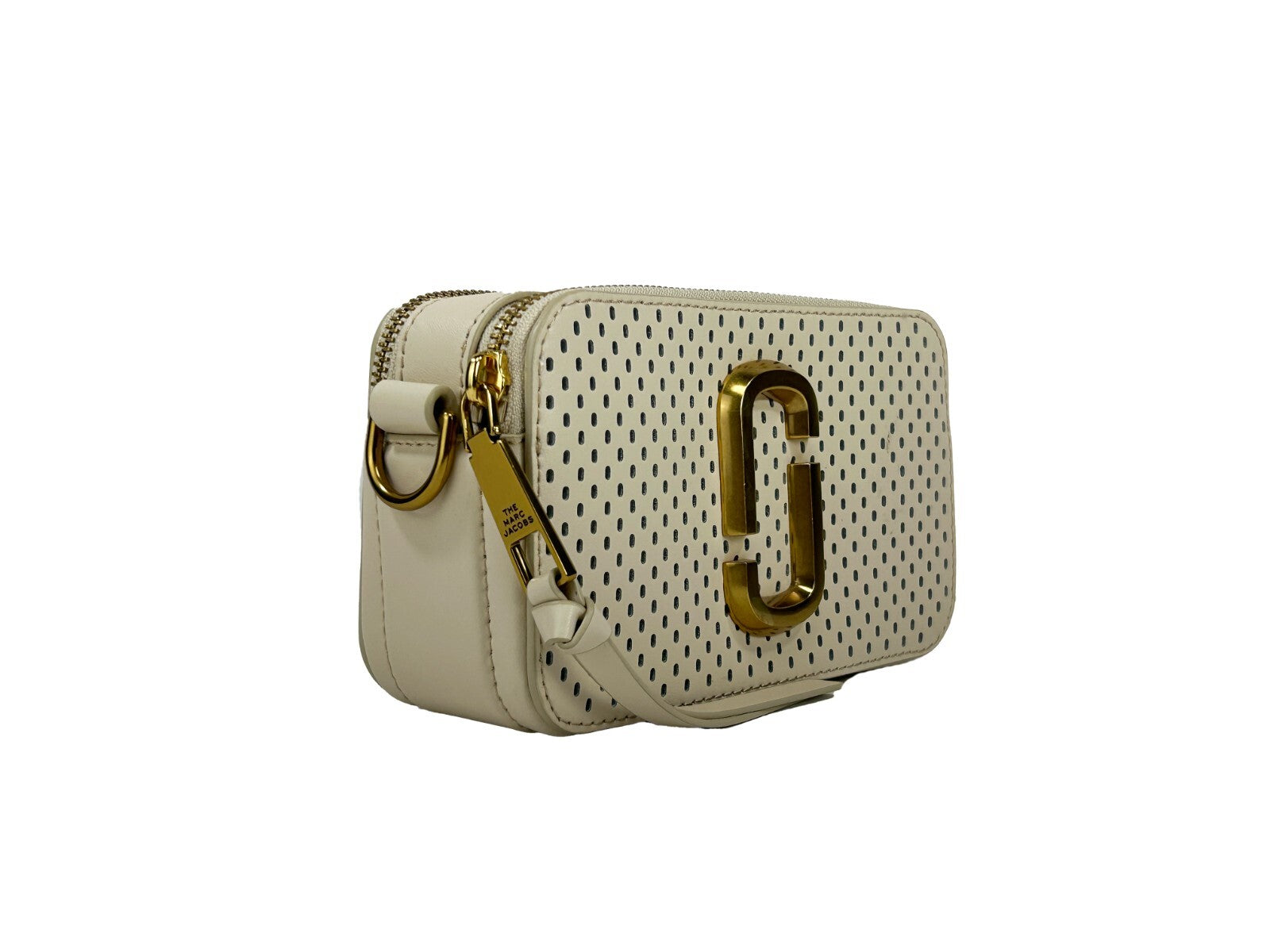 Marc Jacobs The Snapshot Perforated Crossbody Bag Gold Leather
