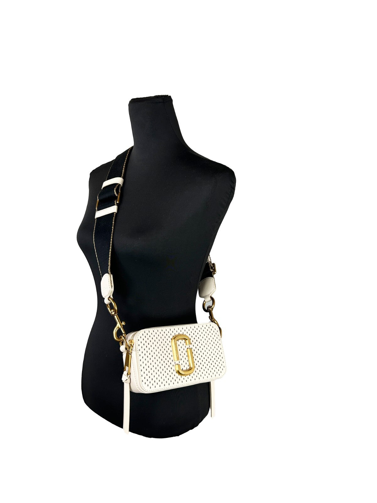 Marc Jacobs The Snapshot Perforated Crossbody Bag Gold Leather