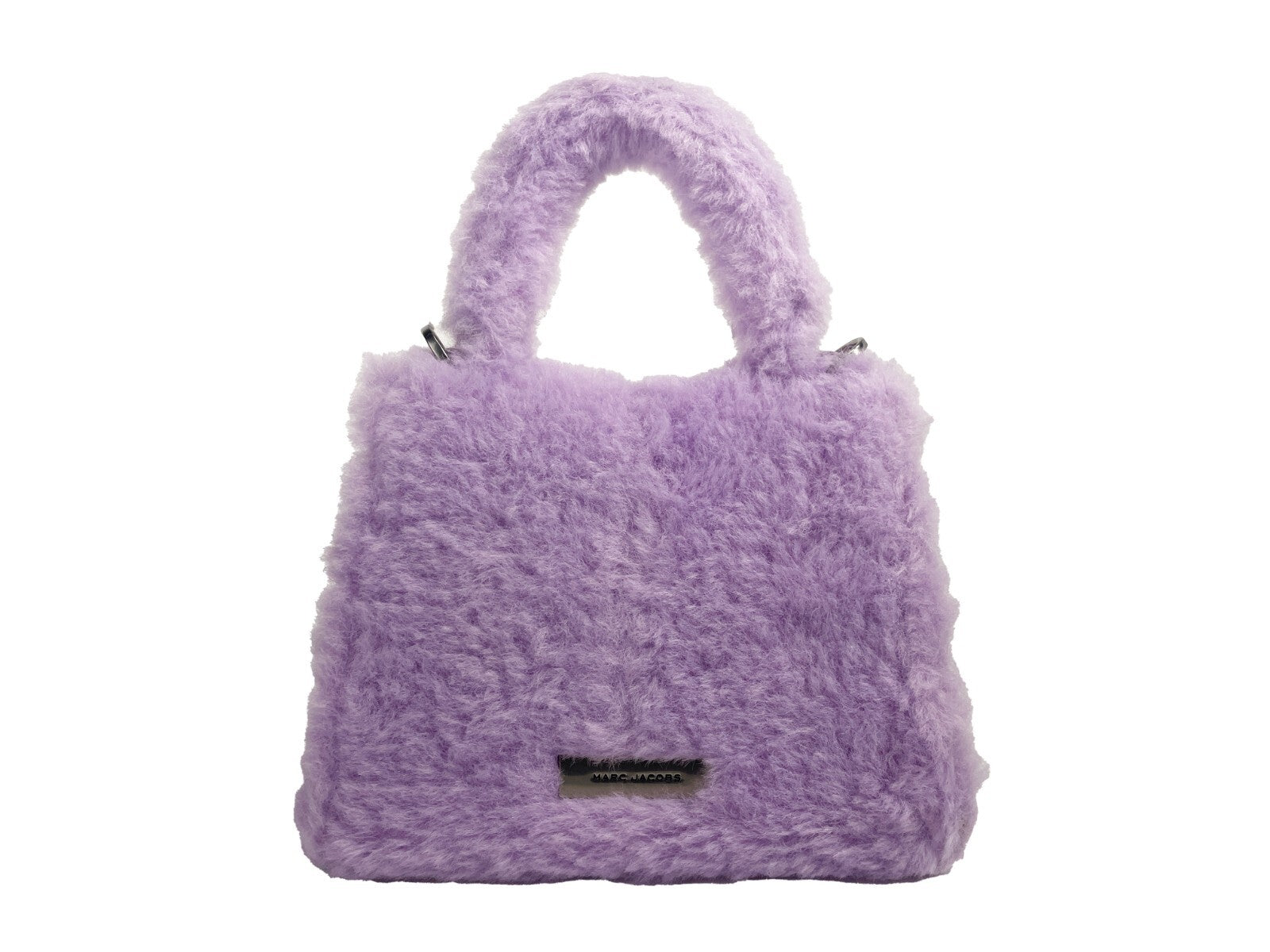 Marc Jacobs The St Mini Top Handle Satchel Crossbody Bag Silver Fur