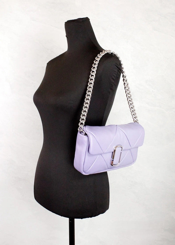 Marc Jacobs The J Daybreak Diamond Quilted Leather Shoulder Crossbody Bag Silver