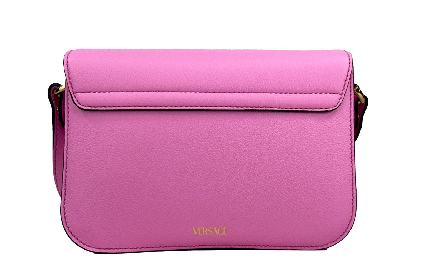 Versace La Medusa Pink Leather Shoulder Crossbody Bag Purse Gold
