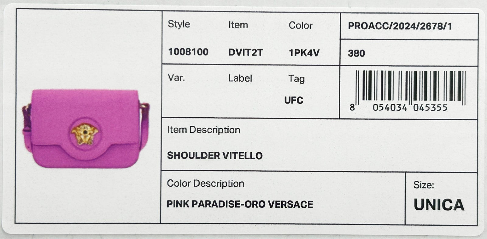 Versace La Medusa Pink Leather Shoulder Crossbody Bag Purse Gold