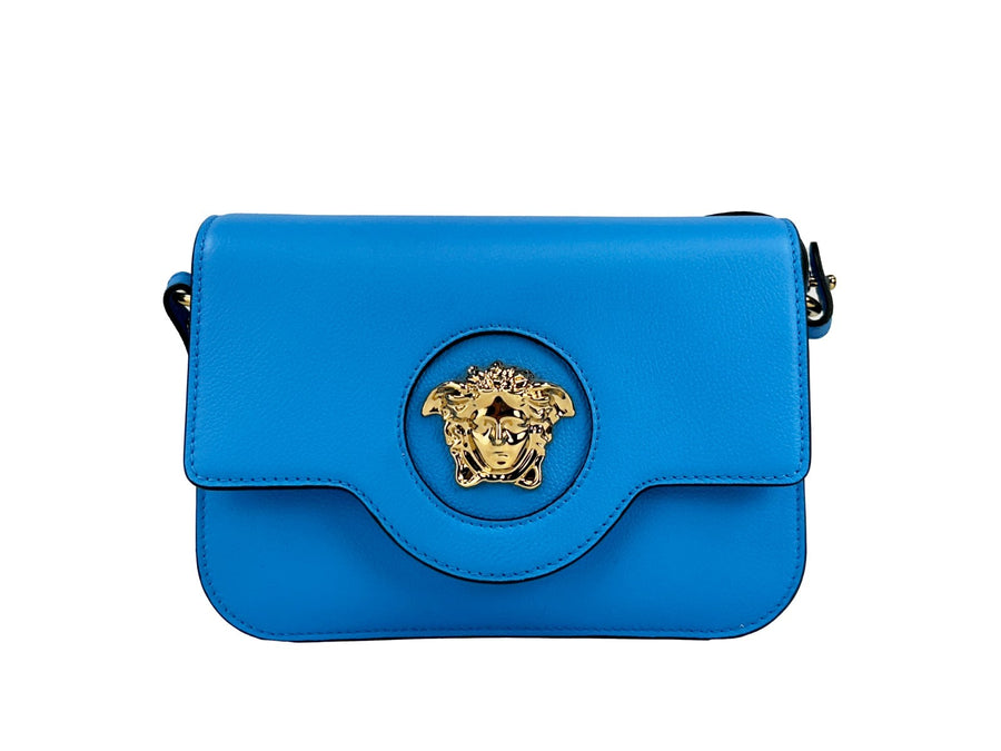 Versace Leather shoulder bag in blue