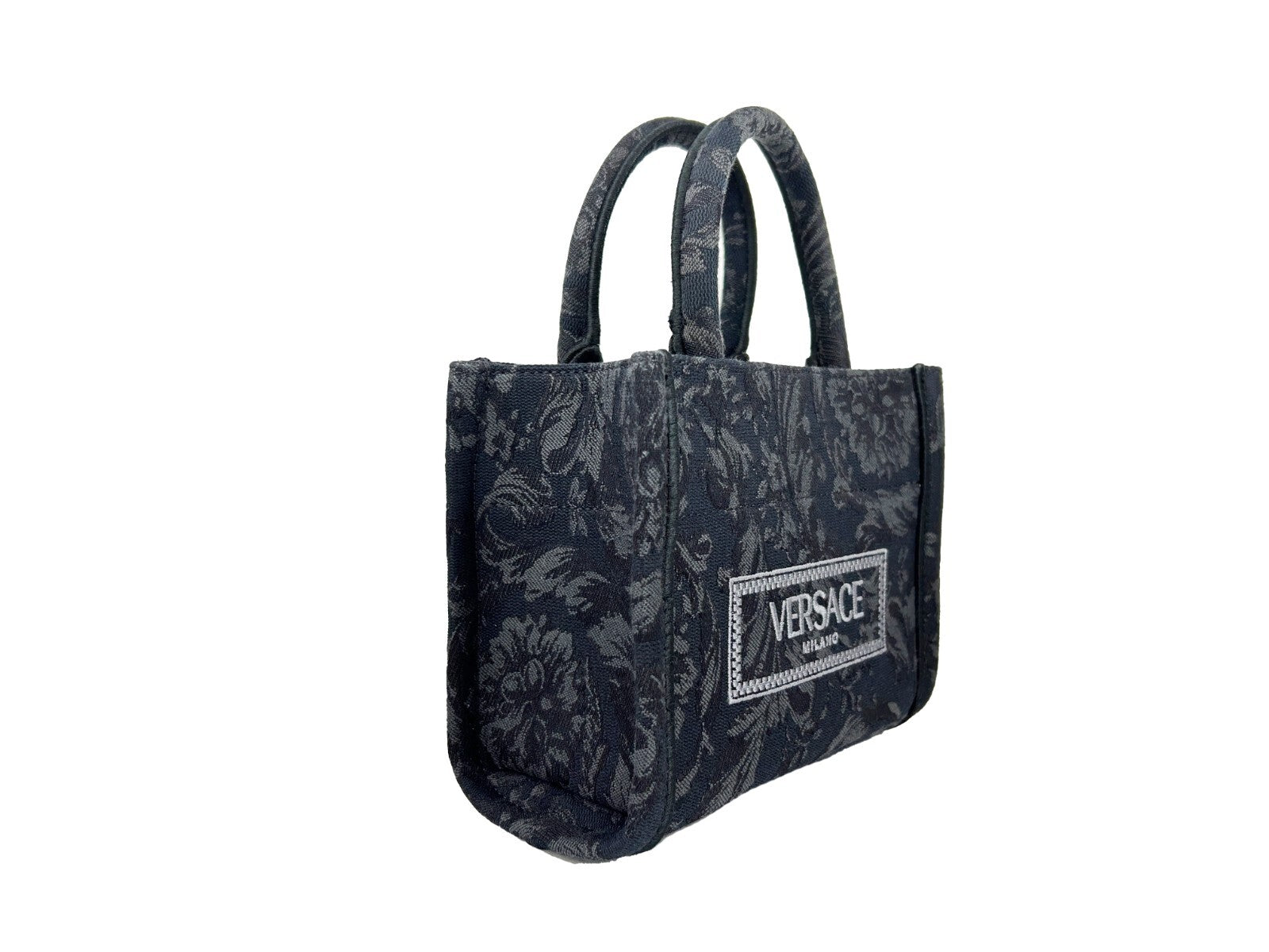 Versace Womens Extra Small Athena Shopping Bag Black Gold Canvas
