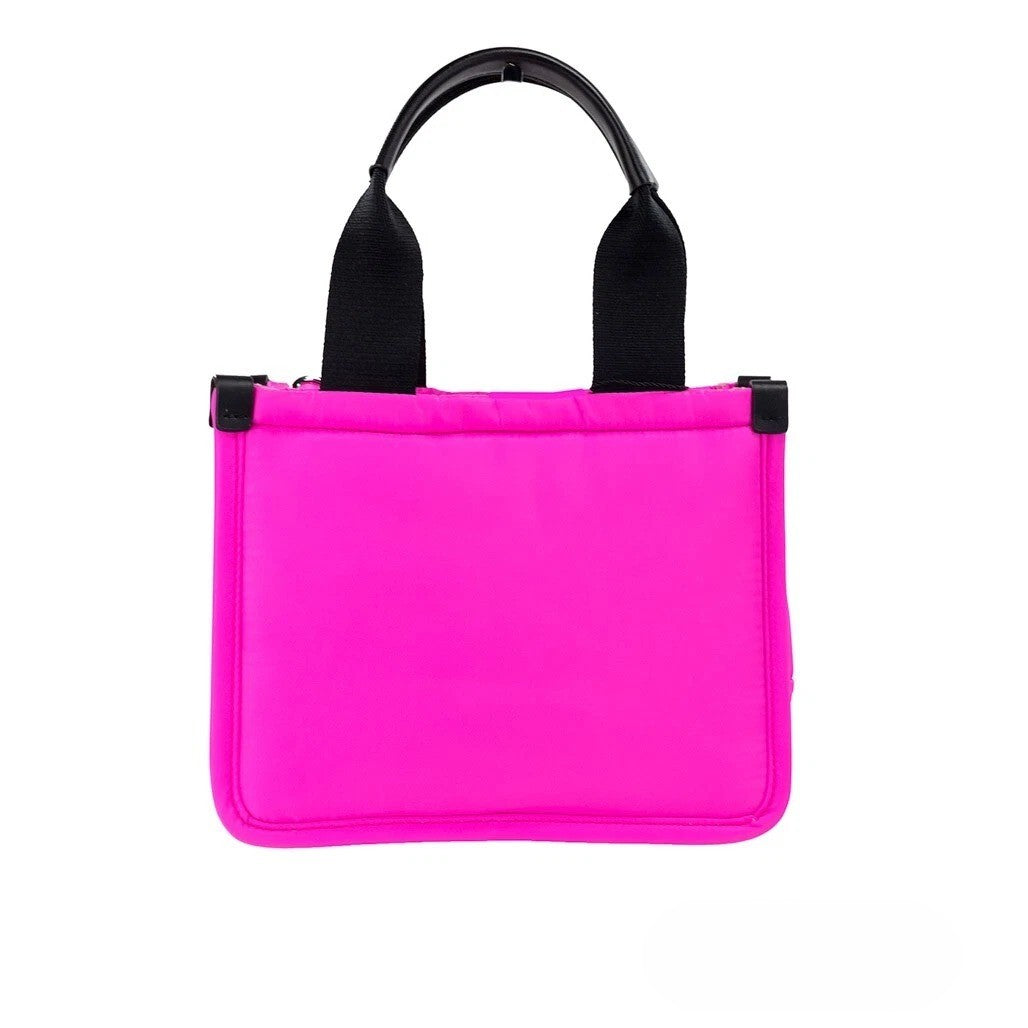 Marc Jacobs Small Neon Fuchsia Nylon Fabric Tote Convertible Bag Purse Silver
