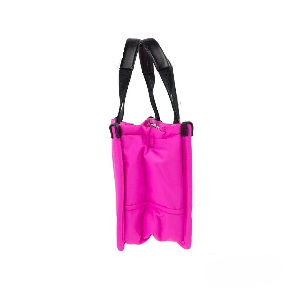 Marc Jacobs Small Neon Fuchsia Nylon Fabric Tote Convertible Bag Purse Silver