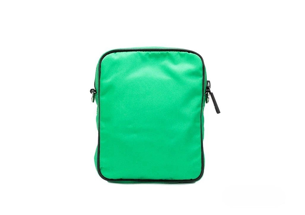 Versace Small Bright Green Nylon Fabric Medusa Crossbody Messenger Bag Purse Black