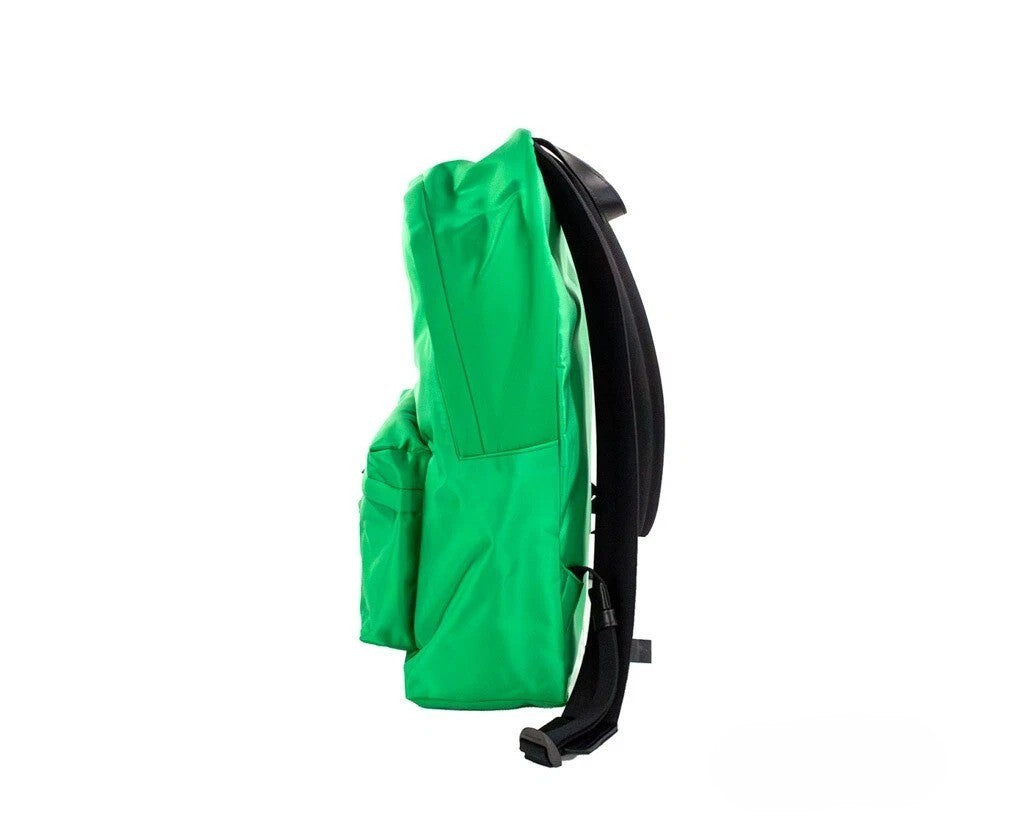 Versace Large Bright Green Nylon Fabric Medusa Shoulder Backpack Bookbag Black