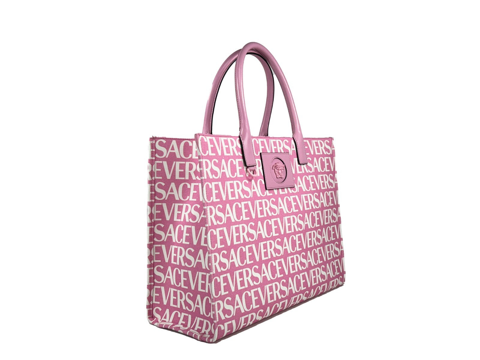 Versace Medusa Large Canvas Tote Bag Baby Pink Gold