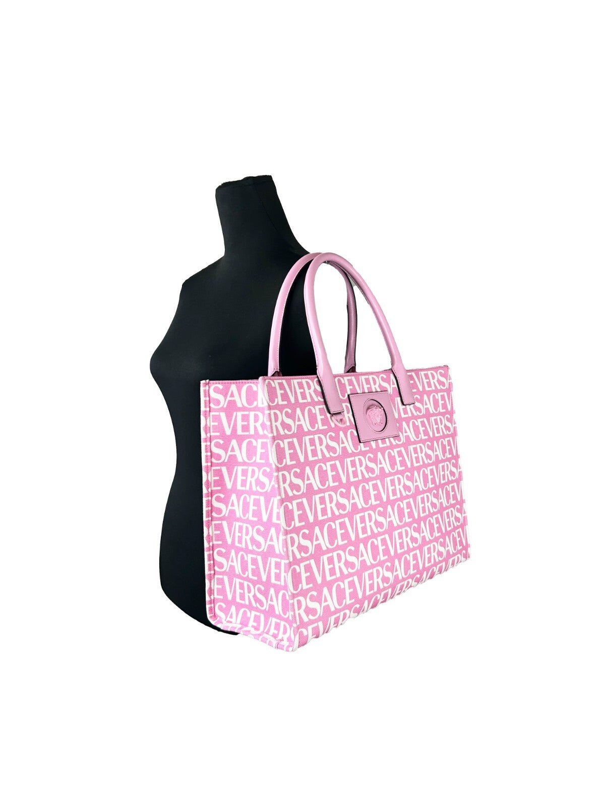 Versace Medusa Large Canvas Tote Bag Baby Pink Gold