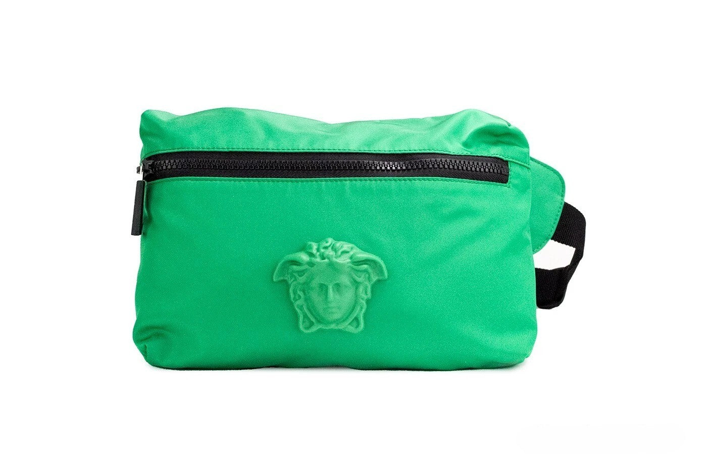 Versace Small Bright Green Nylon Matte Medusa Belt Bag Waist Fanny Pack Purse Black