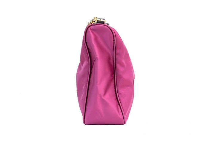 Versace Small Dahlia Nylon Fabric Medusa Pendant Crossbody Shoulder Purse Bag Gold Leather