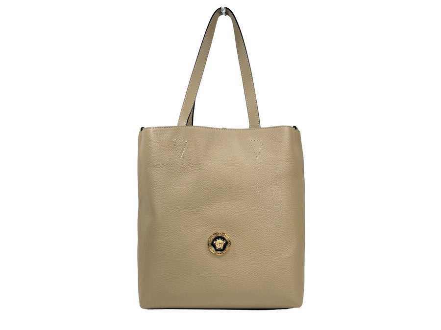 Versace Leather tote bag in beige