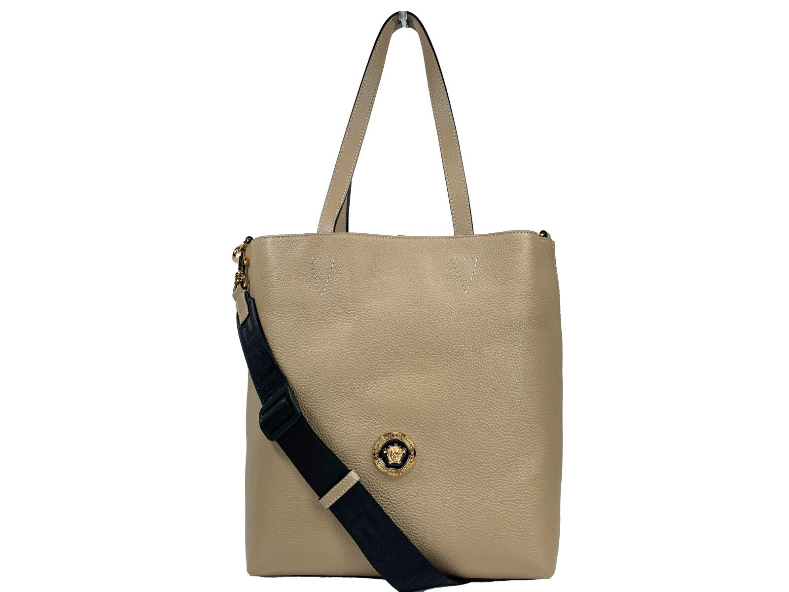 Versace Medusa Large Leather Tote Bag With Pouch Gold