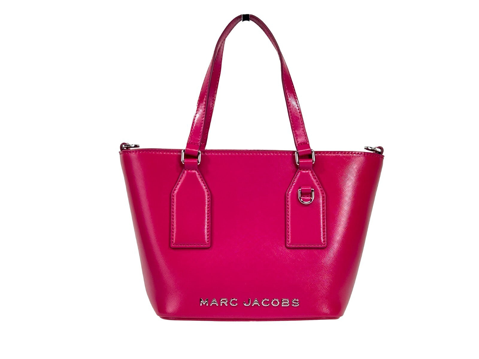 Marc Jacobs Small Saffiano Leather Tote Crossbody Bag Silver