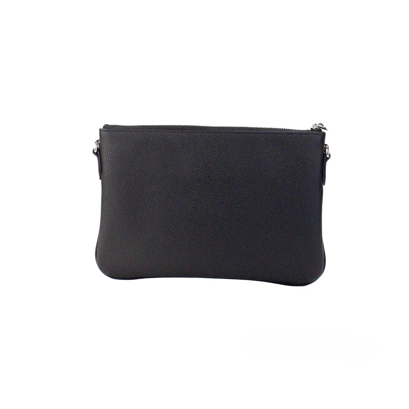 Burberry Peyton Monogram Black Leather Pouch Crossbody Bag Purse Silver
