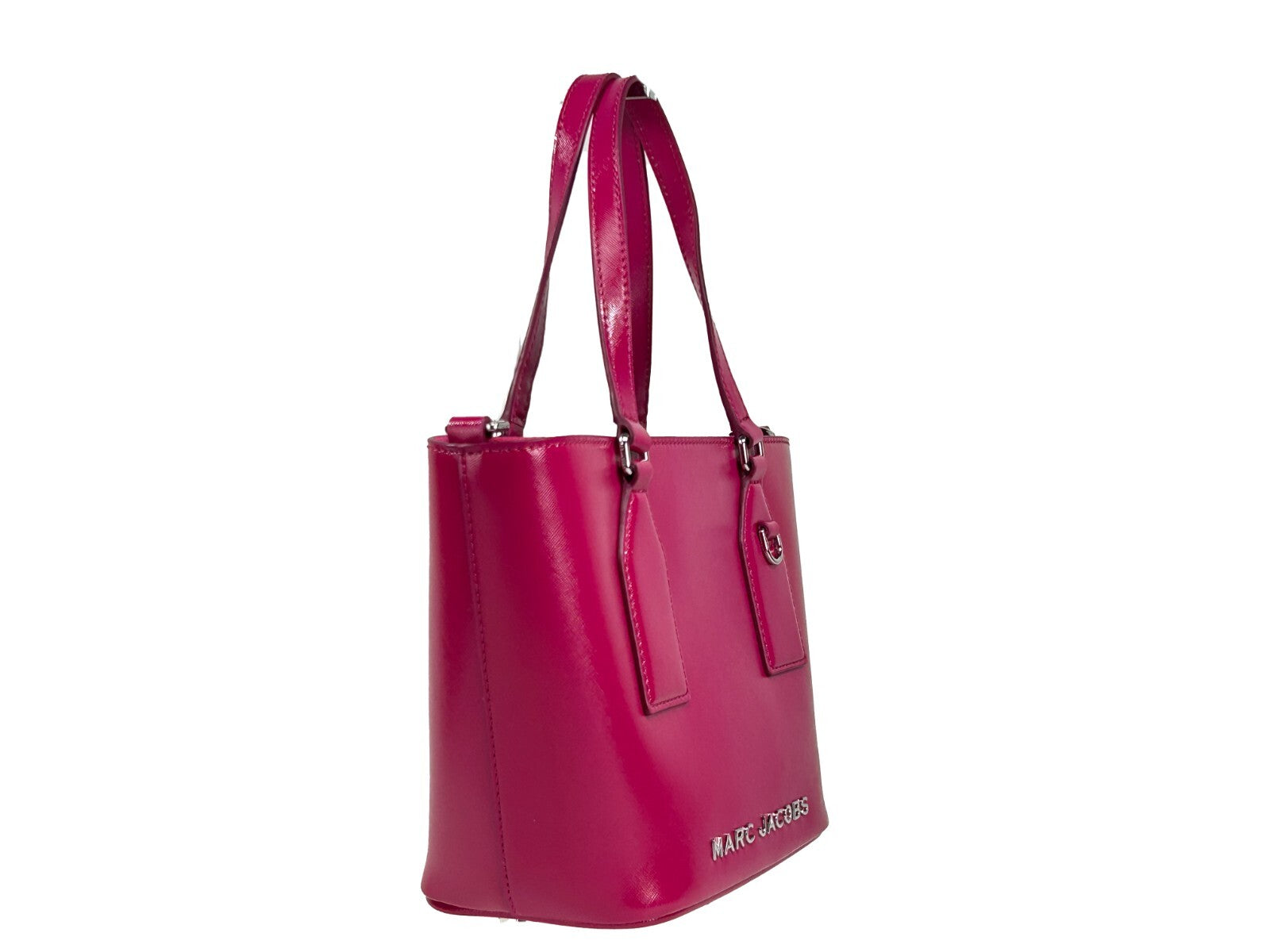 Marc Jacobs Small Saffiano Leather Tote Crossbody Bag Silver