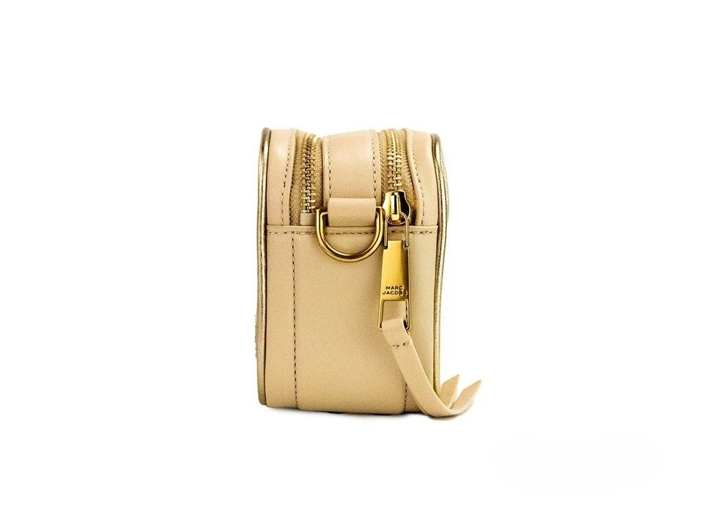 Marc Jacobs The Moto Shot 21 Curds Leather Camera Crossbody Purse Bag Gold