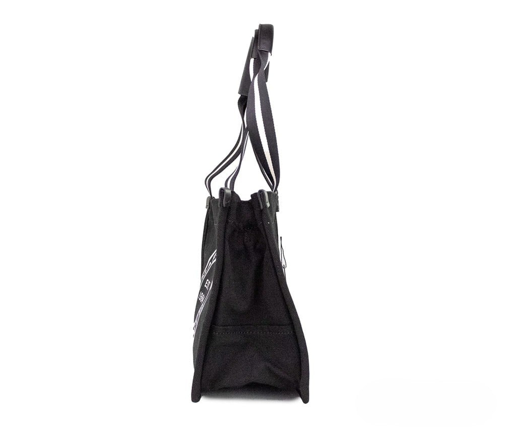 Marc Jacobs Medium Black Canvas Fabric Shoulder Convertible Tote Purse Bag Silver