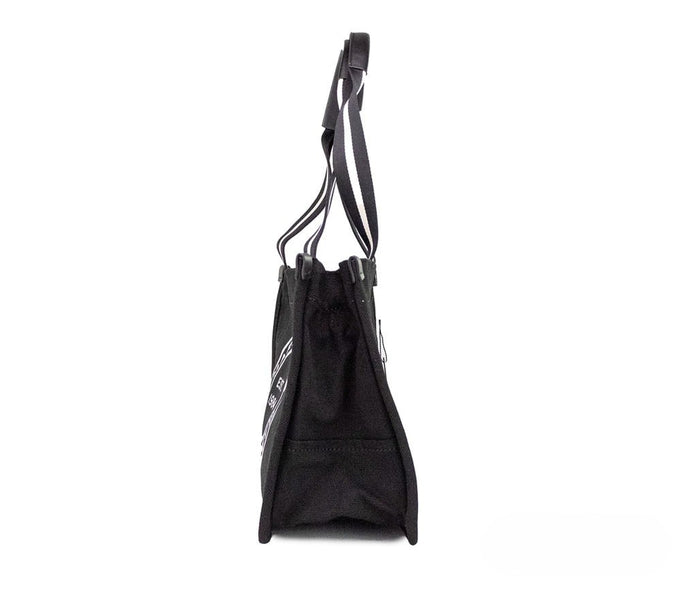 Marc Jacobs Medium Black Canvas Fabric Shoulder Convertible Tote Purse Bag Silver