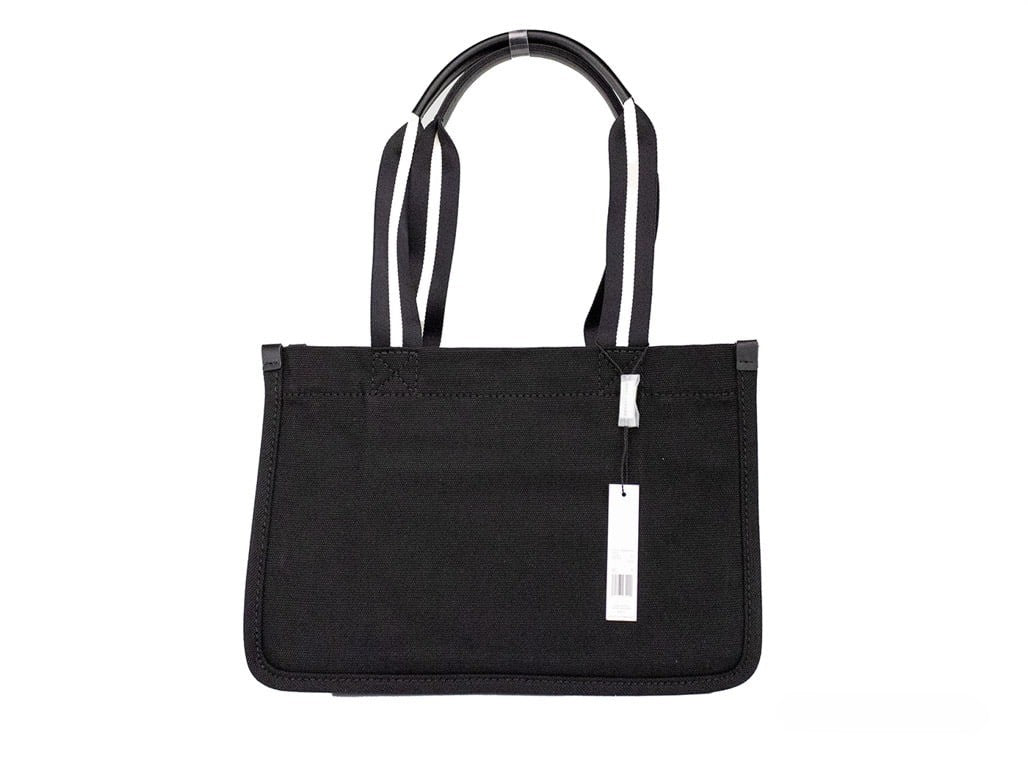 Marc Jacobs Medium Black Canvas Fabric Shoulder Convertible Tote Purse Bag Silver