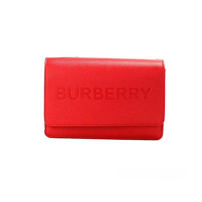 Burberry Hampshire Small Red Embossed Logo Smooth Leather Crossbody Bag Gold