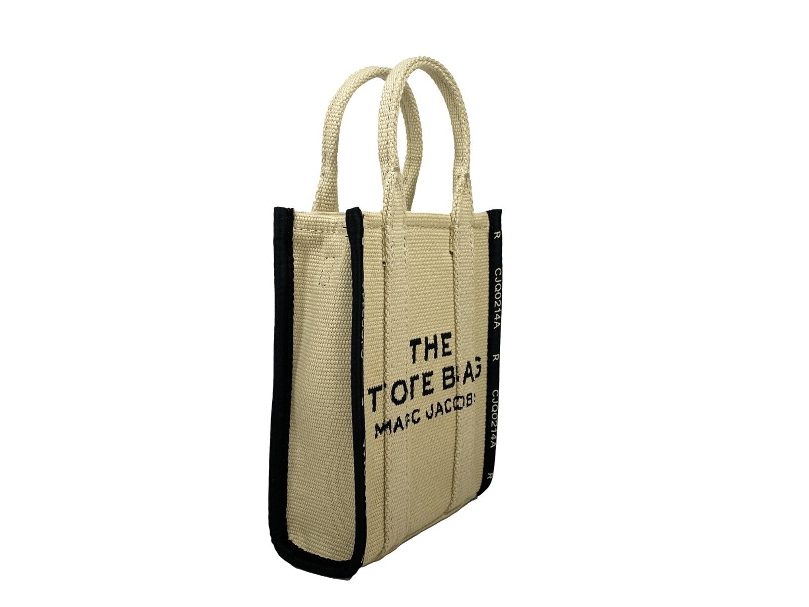 Marc Jacobs The Jacquard Mini Tote Bag Crossbody Purse Silver Canvas