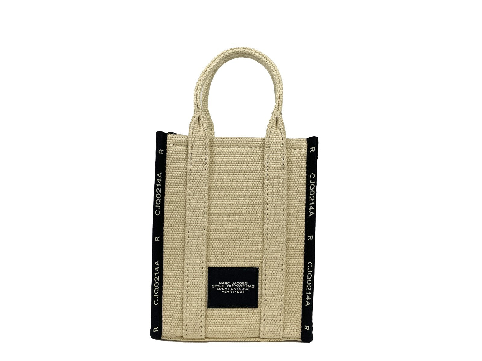 Marc Jacobs The Jacquard Mini Tote Bag Crossbody Purse Silver Canvas