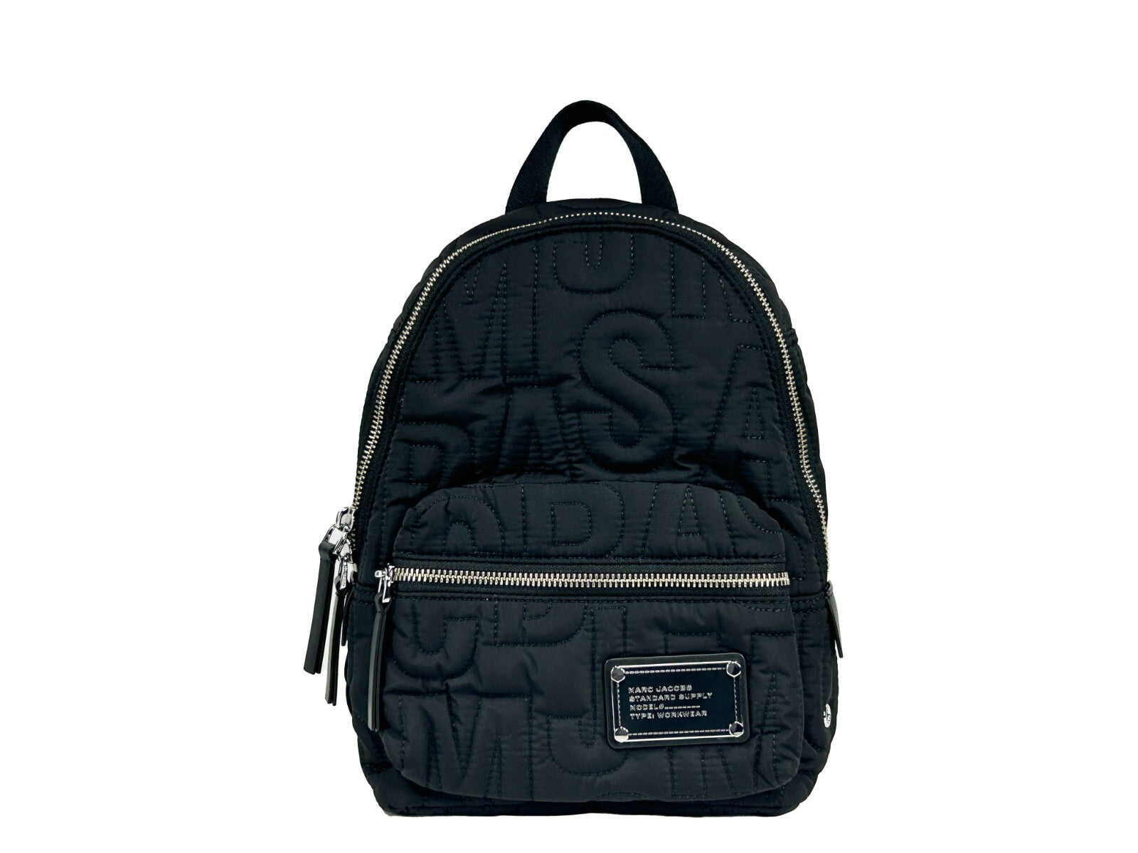 Marc Jacobs Small Black Quilted Backpack Bookbag Silver Nylon