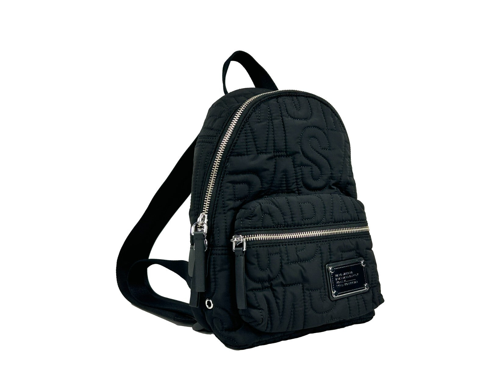 Marc Jacobs Small Black Quilted Backpack Bookbag Silver Nylon