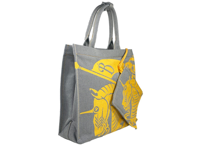 Burberry Ekd Canvas Tote Bag With Coin Pouch Silver