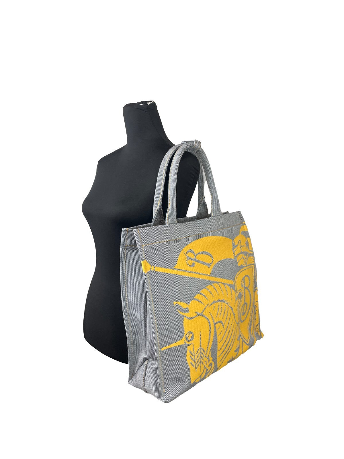 Burberry Ekd Canvas Tote Bag With Coin Pouch Silver