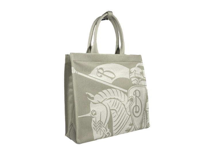 Burberry Ekd Canvas Tote Bag With Coin Pouch Silver
