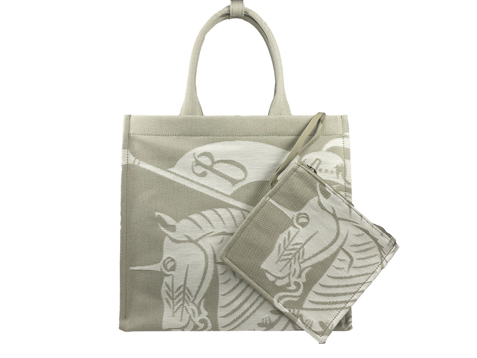 Burberry Ekd Canvas Tote Bag With Coin Pouch Silver