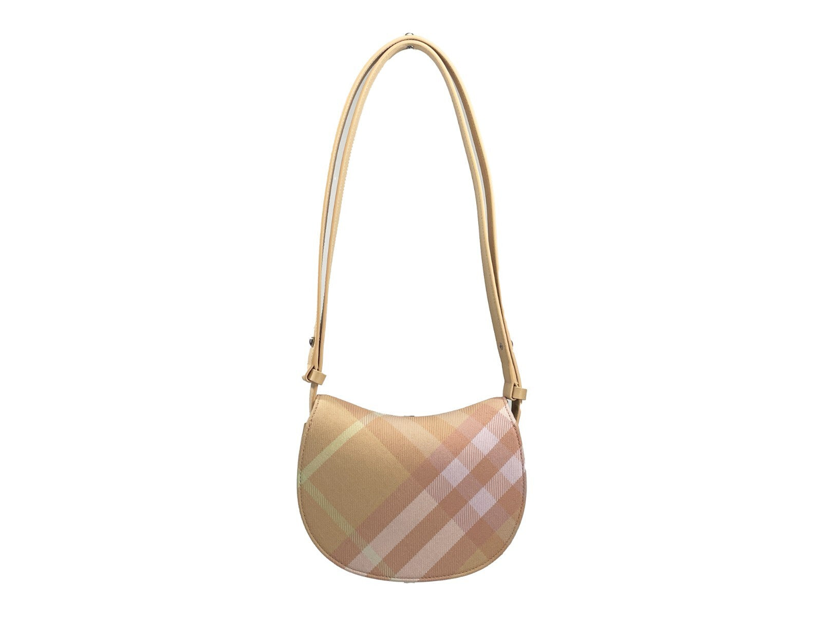 Burberry Mini Check Rocking Horse Crossbody Bag Purse Silver Cotton
