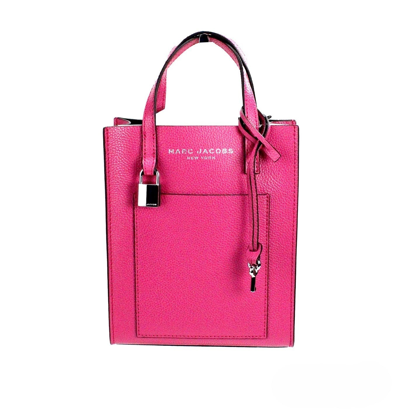 Marc Jacobs Mini Grind Cactus Flower Pebbled Leather Crossbody Tote Bag Silver