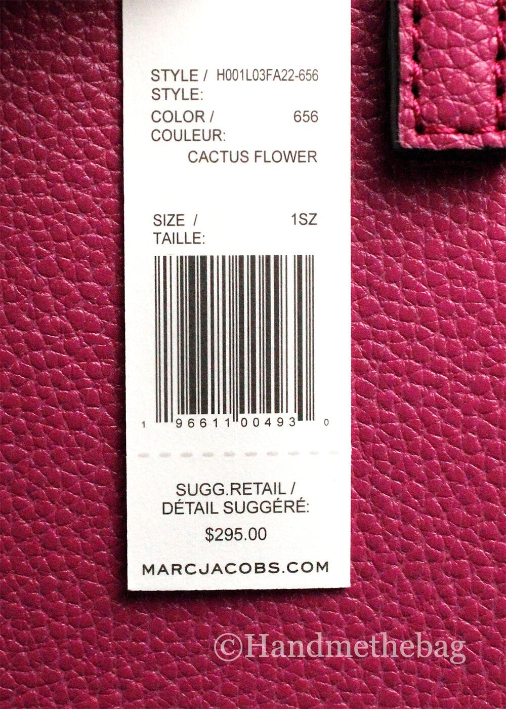 Marc Jacobs Mini Grind Cactus Flower Pebbled Leather Crossbody Tote Bag Silver